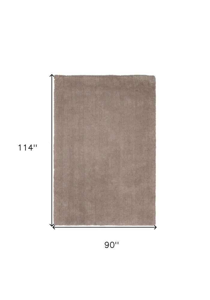 8' X 10' Beige Shag Hand Woven Area Rug