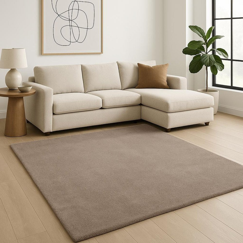 8' X 10' Beige Shag Hand Woven Area Rug