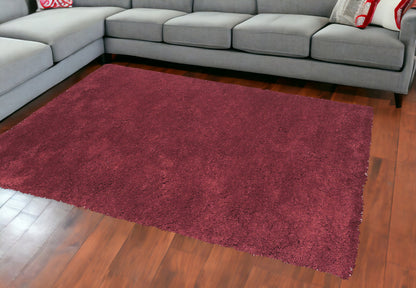 8' Red Round Indoor Shag Rug