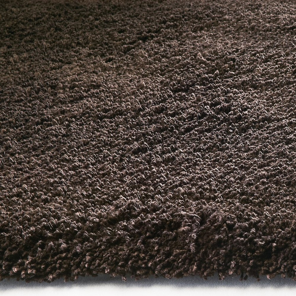 6' Espresso Shag Hand Woven Round Rug