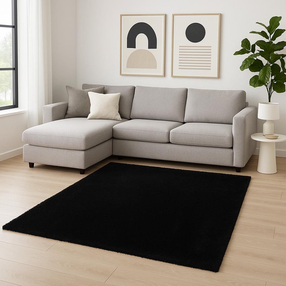 6' Espresso Shag Hand Woven Round Rug