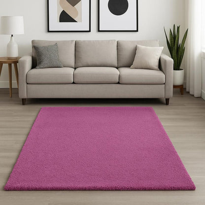 9' X 13' Polyester Hot Pink Area Rug