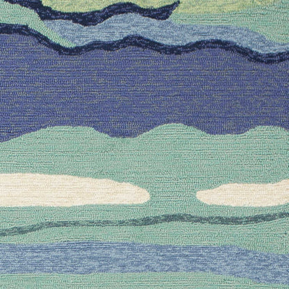 8' Blue Round Abstract Indoor Outdoor Area Rug