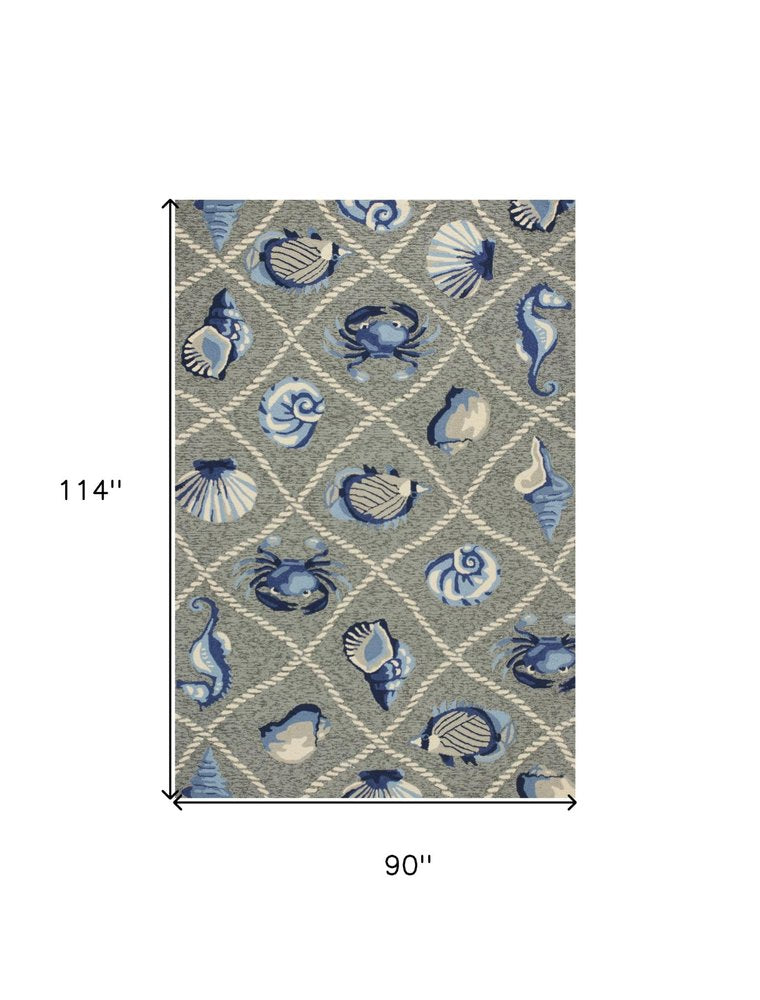 5' X 8' Gray Abstract Handmade Indoor Outdoor Area Rug