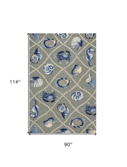 5' X 8' Gray Abstract Handmade Indoor Outdoor Area Rug