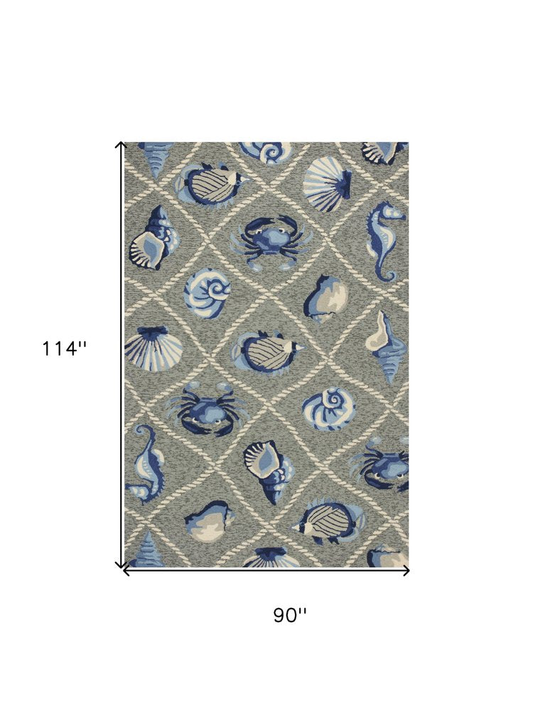 5' X 8' Gray Abstract Handmade Indoor Outdoor Area Rug