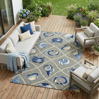 5' X 8' Gray Abstract Handmade Indoor Outdoor Area Rug