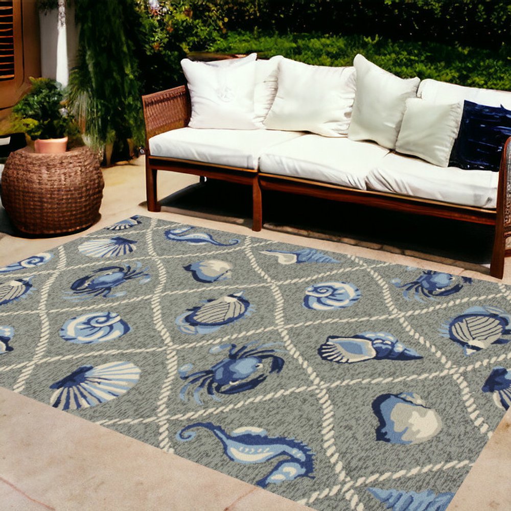 5' X 8' Gray Abstract Handmade Indoor Outdoor Area Rug