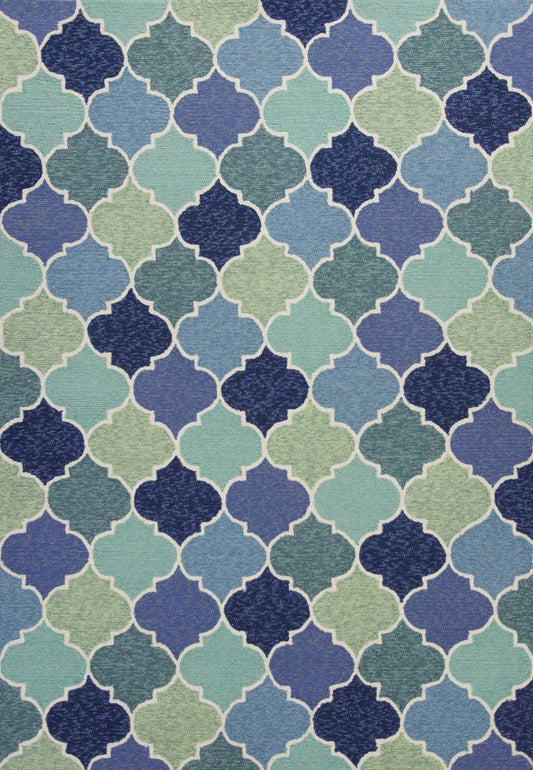 2' X 3' Blue Purple And Aqua Quatrefoil Hand Tufted Area Rug
