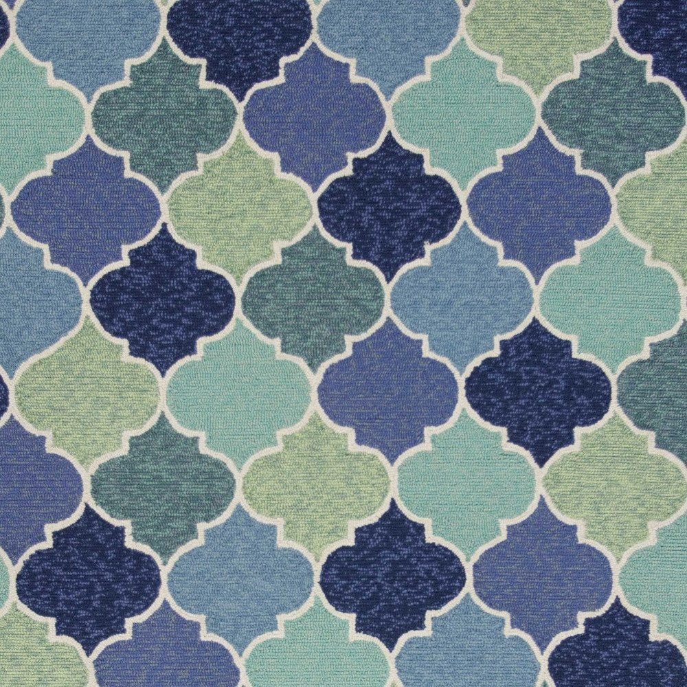 2' X 3' Blue Purple And Aqua Quatrefoil Hand Tufted Area Rug