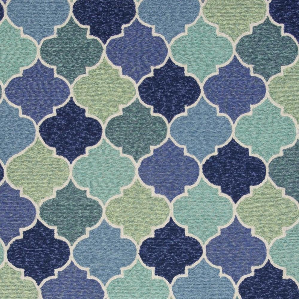 2' X 3' Blue Purple And Aqua Quatrefoil Hand Tufted Area Rug