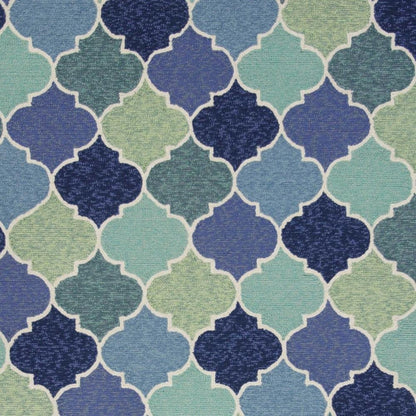 2' X 3' Blue Purple And Aqua Quatrefoil Hand Tufted Area Rug