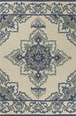 8' X 10' Ivory And Blue Damask Indoor Outdoor Area Rug