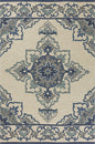8' X 10' Ivory And Blue Damask Indoor Outdoor Area Rug