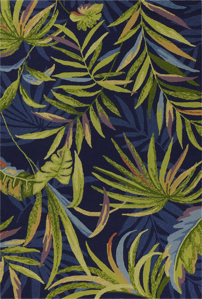 8' X 10' Blue Floral Indoor Outdoor Area Rug