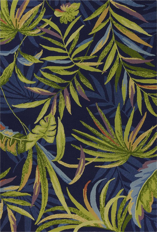 8' X 10' Blue Floral Indoor Outdoor Area Rug