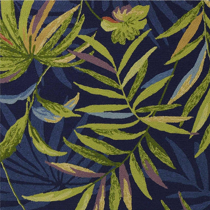 5' X 8' Blue Floral Indoor Outdoor Area Rug