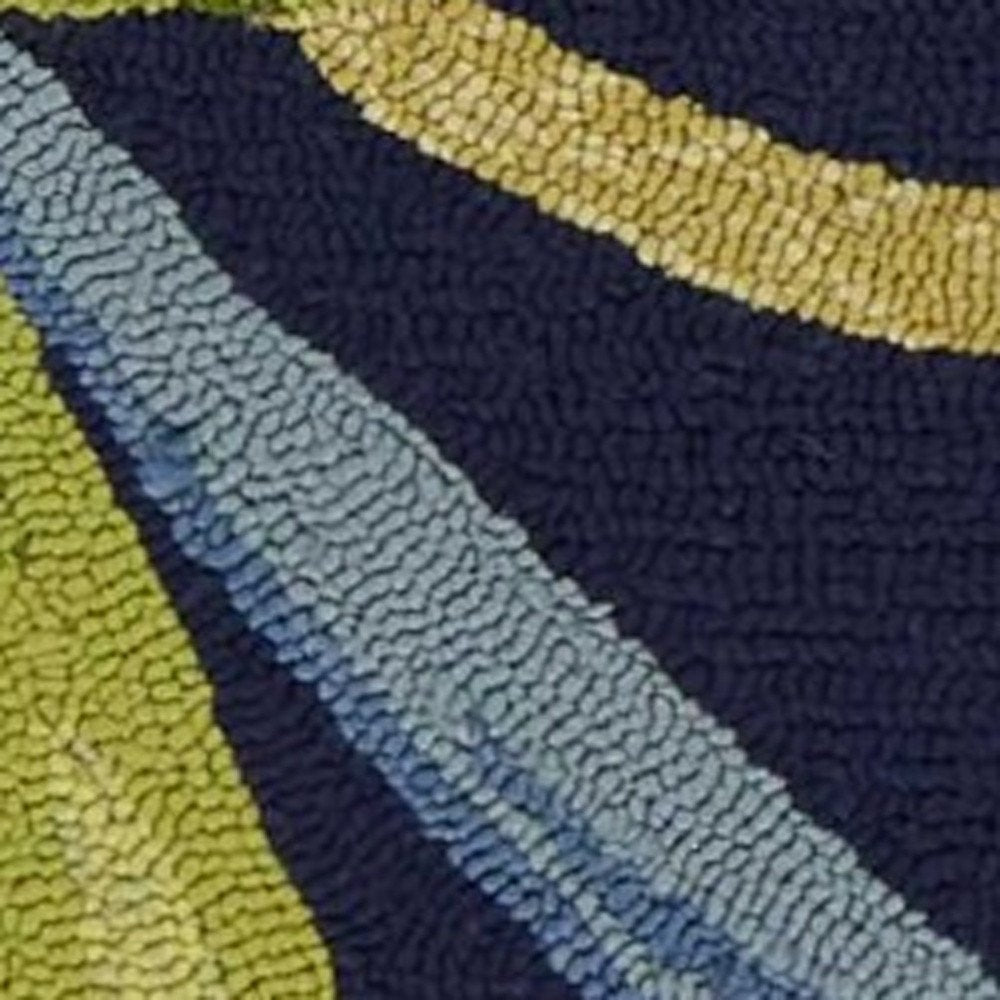 8' Blue Round Floral Indoor Outdoor Area Rug