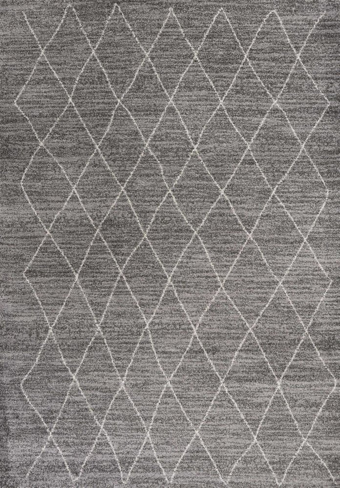 5' X 8' Gray And Ivory Geometric Area Rug