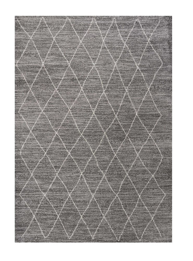 5' X 8' Gray And Ivory Geometric Area Rug