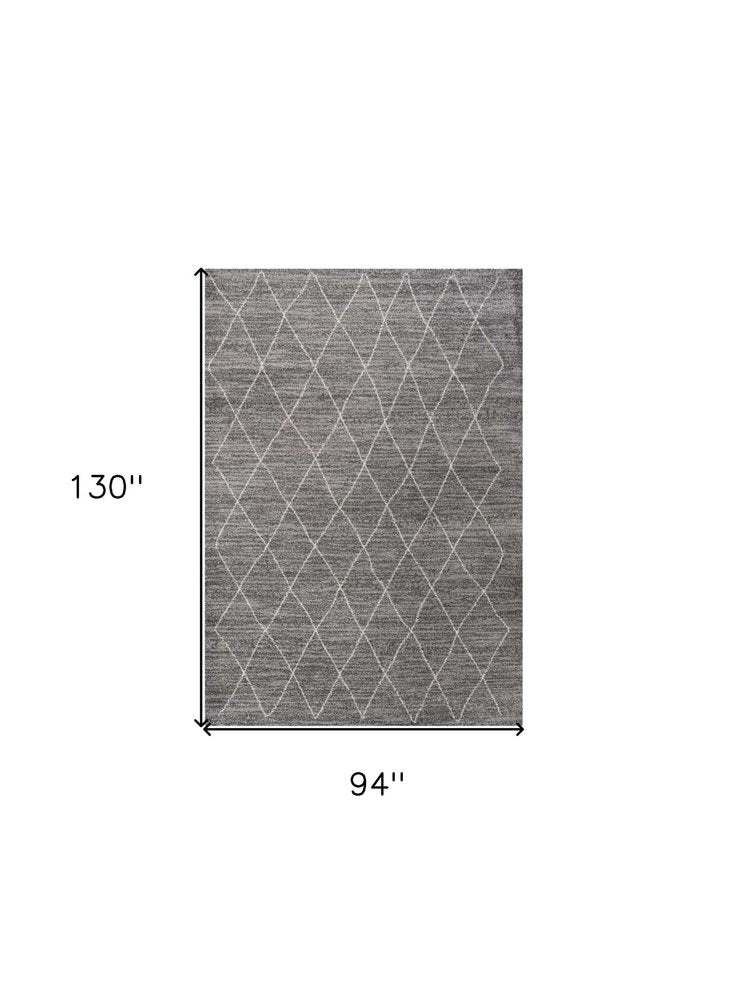 8' X 11' Gray And Ivory Geometric Area Rug