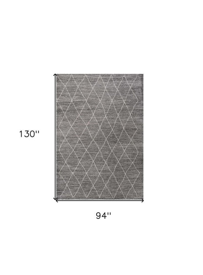 8' X 11' Gray And Ivory Geometric Area Rug