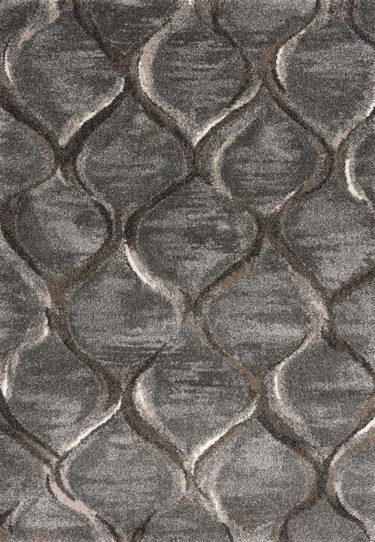 5' X 8' Charcoal And Light Gray Ogee Area Rug