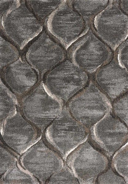 7' X 10' Charcoal And Light Gray Ogee Area Rug