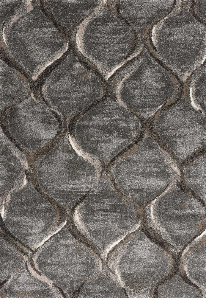 7' X 10' Charcoal And Light Gray Ogee Area Rug