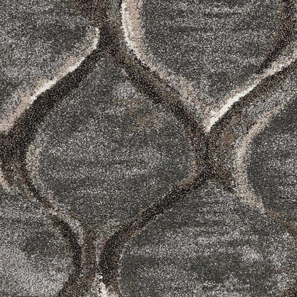 7' X 10' Charcoal And Light Gray Ogee Area Rug