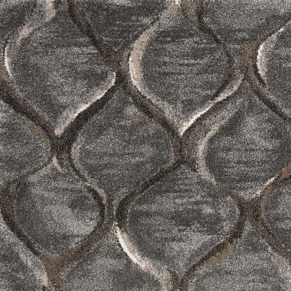 7' X 10' Charcoal And Light Gray Ogee Area Rug