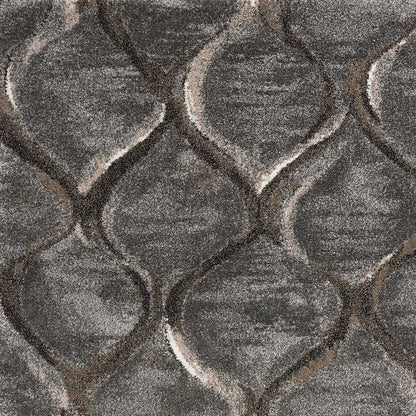7' X 10' Charcoal And Light Gray Ogee Area Rug