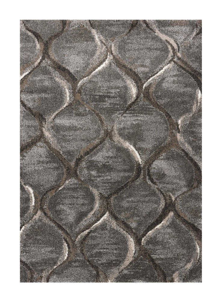 7' X 10' Charcoal And Light Gray Ogee Area Rug