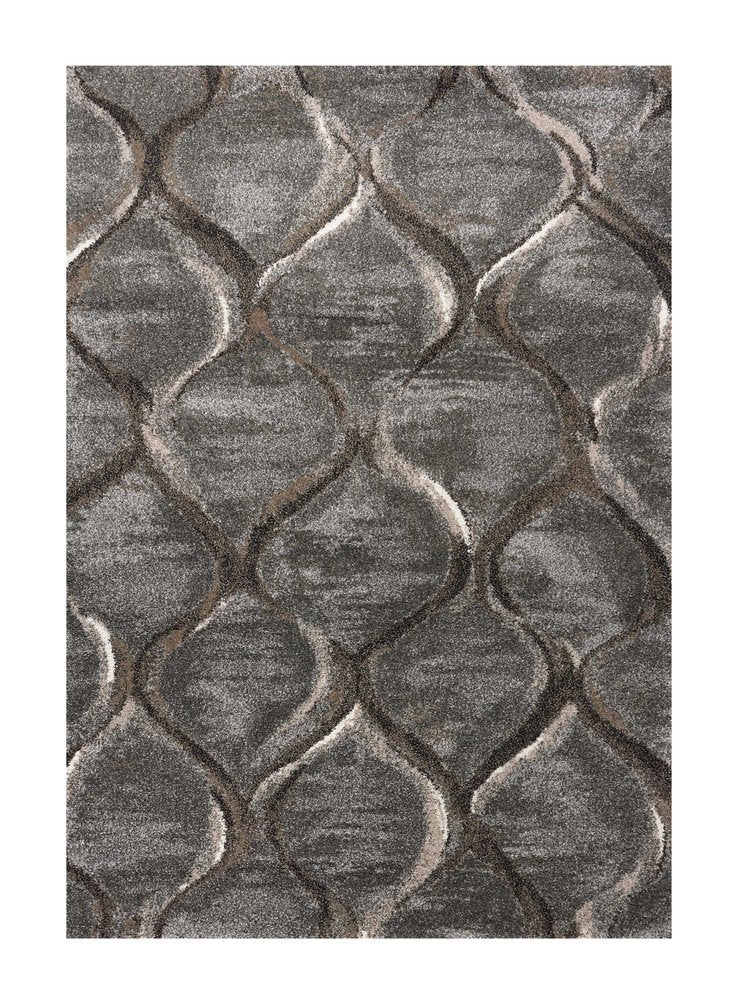 7' X 10' Charcoal And Light Gray Ogee Area Rug
