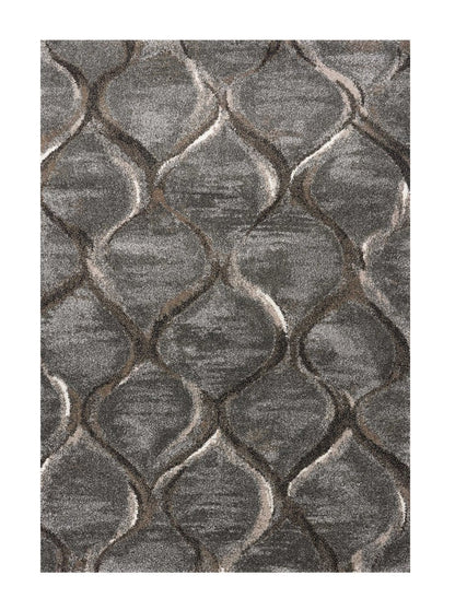 7' X 10' Charcoal And Light Gray Ogee Area Rug