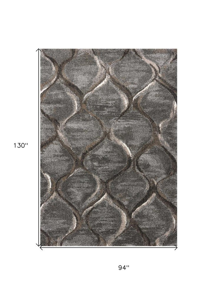 7' X 10' Charcoal And Light Gray Ogee Area Rug