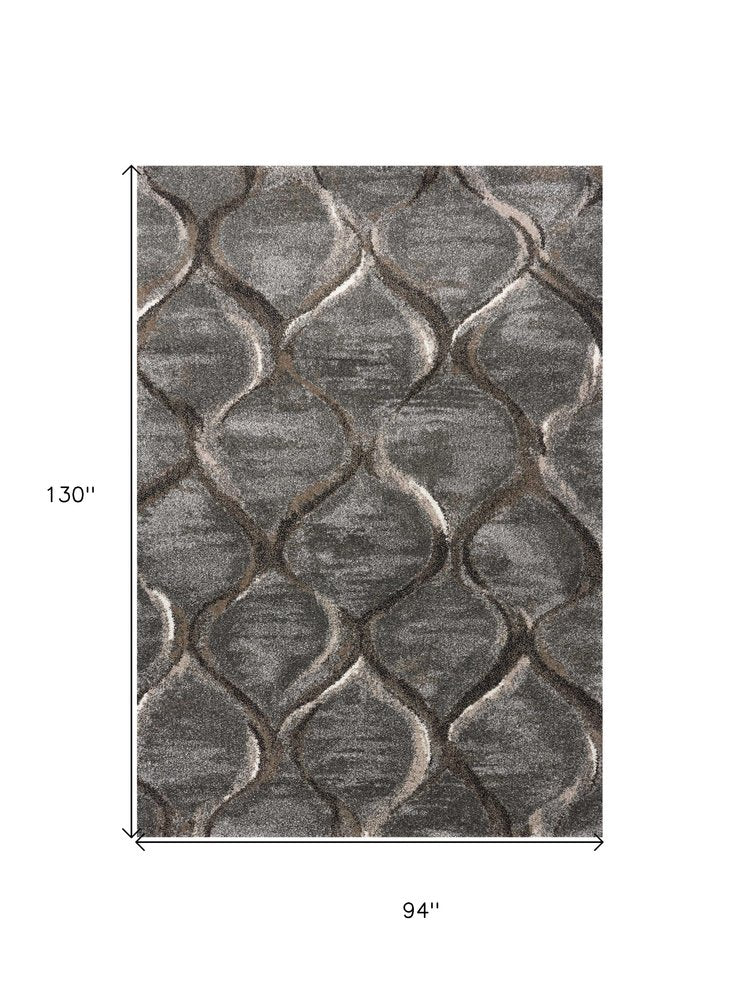 7' X 10' Charcoal And Light Gray Ogee Area Rug