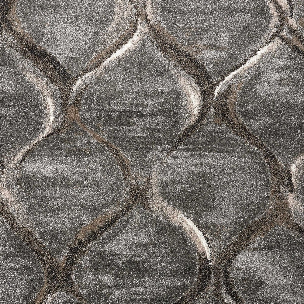 7' X 10' Charcoal And Light Gray Ogee Area Rug