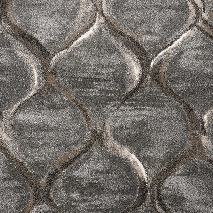 7' X 10' Charcoal And Light Gray Ogee Area Rug
