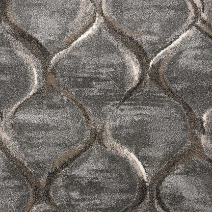 7' X 10' Charcoal And Light Gray Ogee Area Rug