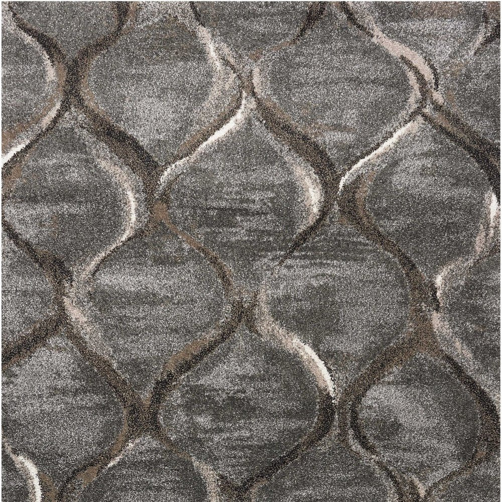 7' X 10' Charcoal And Light Gray Ogee Area Rug