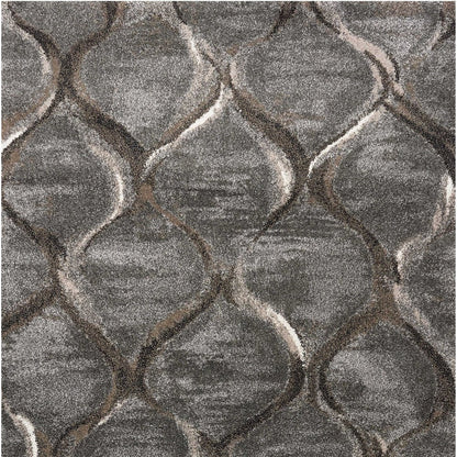 7' X 10' Charcoal And Light Gray Ogee Area Rug