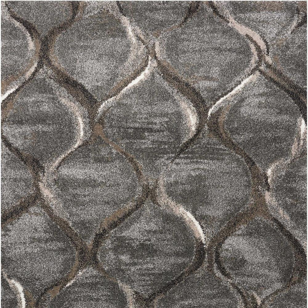 7' X 10' Charcoal And Light Gray Ogee Area Rug