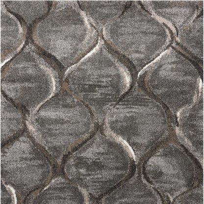 7' X 10' Charcoal And Light Gray Ogee Area Rug
