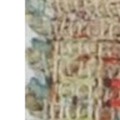 8' X 11' Blue Red And Beige Jute Floral Medallion Handmade Area Rug