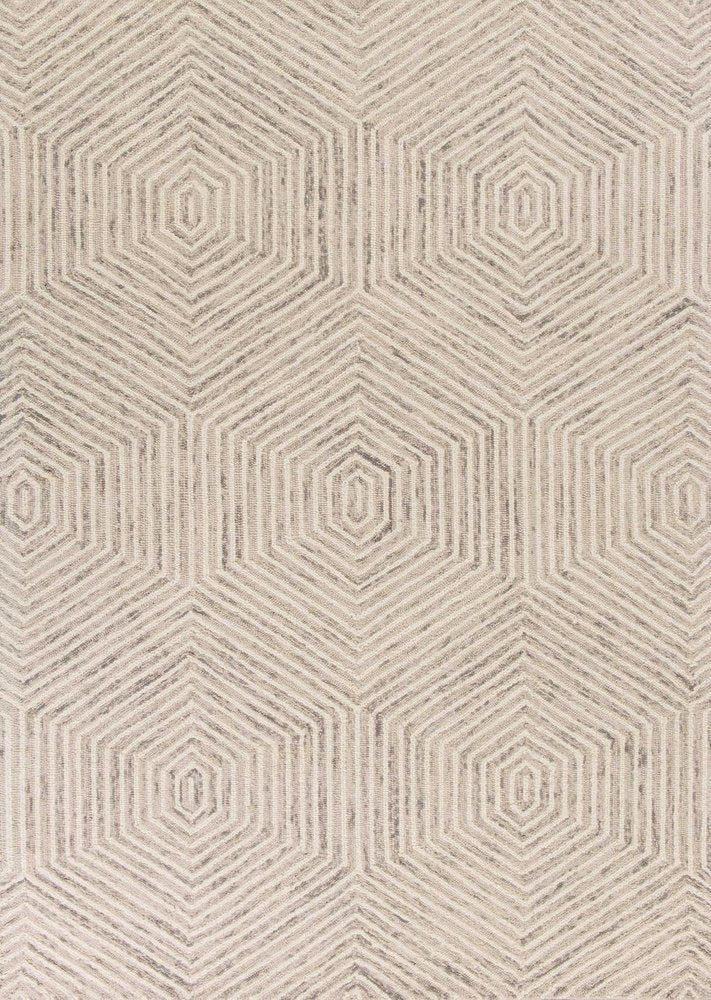9' X 12' Sand Beige Wool Geometric Hand Tufted Area Rug