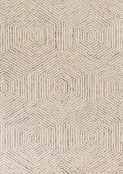 2' X 4' Sand And Beige Wool Geometric Hand Tufted Area Rug