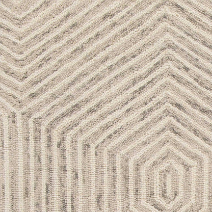 9' X 12' Sand Beige Wool Geometric Hand Tufted Area Rug