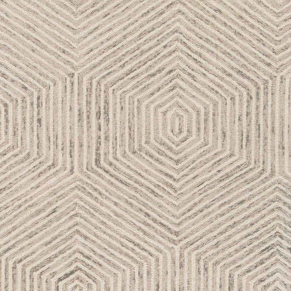 9' X 12' Sand Beige Wool Geometric Hand Tufted Area Rug