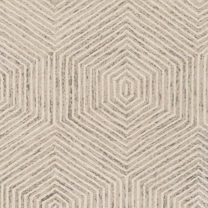 9' X 12' Sand Beige Wool Geometric Hand Tufted Area Rug